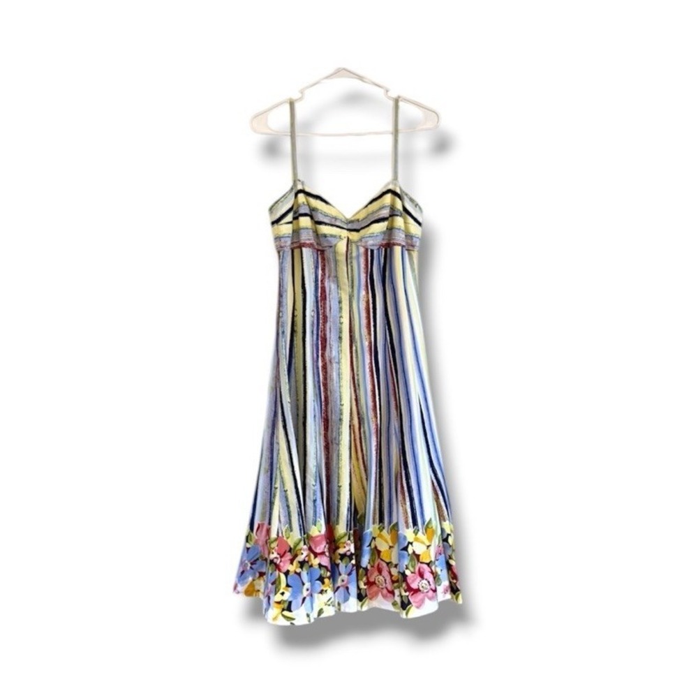 Suzi Chin for Maggy Boutique Striped Fit & Flare Cotton Sundress Women's Size 8